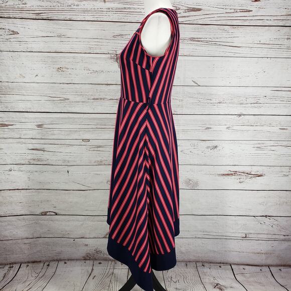 Simply Styled by Sears Women's Pink Striped Asymmetrical Dress Size 8 - Picture 3 of 13
